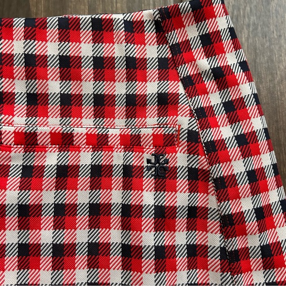 Tory Burch Performance Jacquard Mini Skort Skirt in Red Perfect Check Sz M - Picture 7 of 9